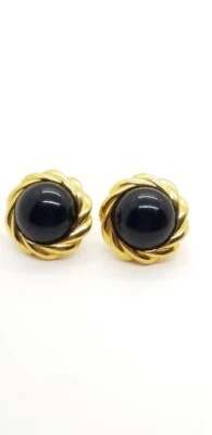 Pendientes KJL Kenneth Jay Lane Magnéticos Piedra Negra Tono Dorado  Foto 1 de 4