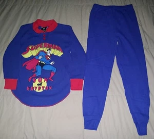 VTG 1997 SUPERMAN PAJAMAS SET PANTS SHIRT L 10-12 YOUTH KIDS 90s BOYS DC COMICS - Picture 1 of 10