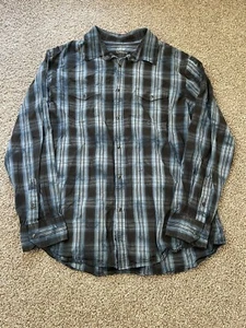 Camisa a presión Apt 9 manga larga para hombre azul negro perla talla grande L usada en excelente estado - Imagen 1 de 5