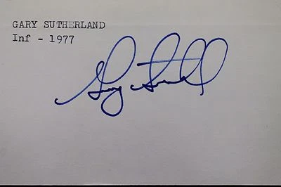 Gary Sutherland Padres Phillies Expos Autographed 3x5 Signed Index Card JSA 17D - Image 1 of 4