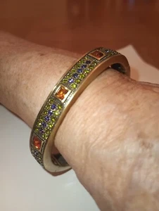 HEIDI DAUS Hinged Bracelet Med Embellished With Variety Of Colored Stones ! Exc - Picture 1 of 11