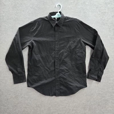 VINTAGE Anchor Blue Men Button Up Shirt L Black Grunge  Eagle On Embroidery Y2K - Image 1 of 4