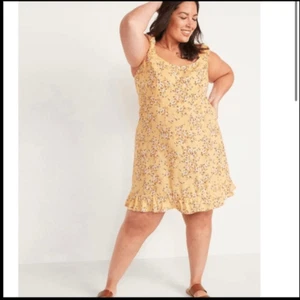 Old Navy Fit and Flare Floral Puff Sleeves Yellow Mini Dress NEW Plus Size 4X - Picture 1 of 8
