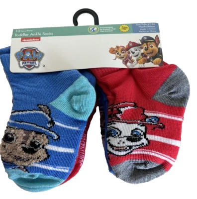Calcetines al tobillo Paw Patrol para niños pequeños 10 pares talla 12-24 meses multicolor Nickelodeon NUEVO Foto 1 de 4