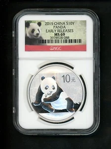 China PRC People's Republic 2015 Silver 10Y Yuan Panda NGC MS 69 Early Releases - Picture 1 of 4