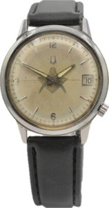 Vintage 34mm 1971 Accutron Masonic Dial Men's Tuning Fork Wristwatch 218 Steel - Picture 1 of 4