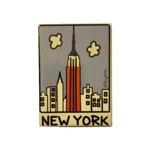 New York Refrigerator Magnet NY Patriotic Skyline Souvenir By Mary Ellis 3x2 in - Picture 1 of 1