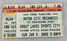 UHL 2005 01/09 Muskegon Fury at Motor City Mechanics Hockey Ticket