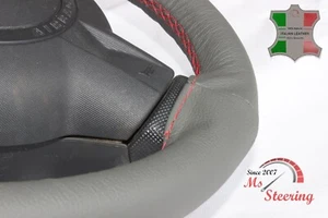 PARA BMW E60 E61 03-10 - CUBIERTA VOLANTE CUERO GRIS, BORDES CERRADOS, ROJO STI - Imagen 1 de 6
