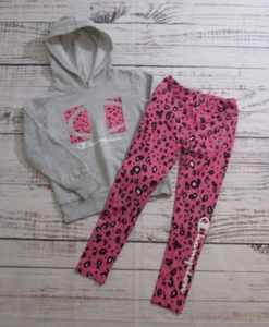 Champion Activewear 2 Piece Gray Hoodie Pink Leggings Animal Print Set Girls 6 - Picture 1 of 16