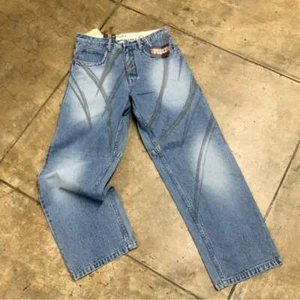 Men's Phat Farm Mid Blue Sandblast Spikes Denim Pants NWT - Picture 1 of 5