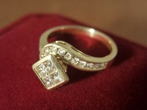 18k 18ct Solid Gold Princess Diamond Ring. 0.8ct Size N-O 4.22g - Picture 1 of 12