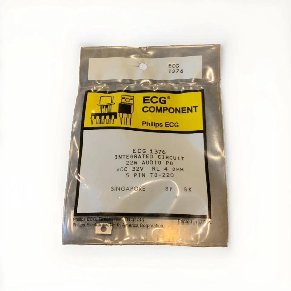 ECG1376 IC 22w Audio Power Amplifier 5 Pin TO220 NTE1376 - Image 1 of 1