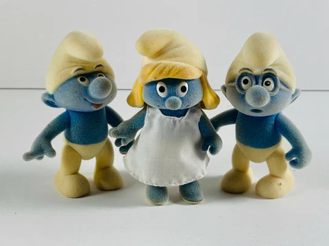 Lot (3) 1988 Smurfs Applause 3.5" Action Figure Daisy NICE flocked toy Cover
