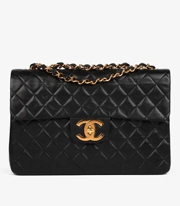 Chanel Black Quilted Lambskin Vintage Maxi Jumbo XL Classic Single Flap Bag - Bild 1 von 11