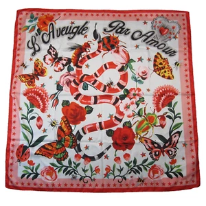 Gucci L'Aveugle Par Amour Authentic Silk Scarf Snake Butterfly Bee Italy 36” New - Picture 1 of 14