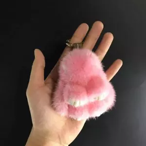 100% Real Mink Fur Bunny Rabbit Keychain Bag Charm Pendant Doll Easter Bunny - Picture 1 of 10