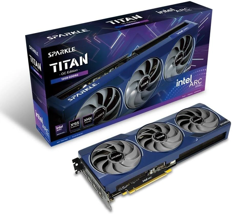 SPARKLE Intel Arc B580 TITAN OC 12GB GDDR6 PCIe 4.0 Graphics Card Blue GPU New - Image 1 of 4