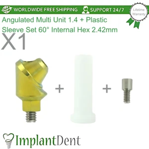 1x Dental Angulated Multi Unit 1.4 Plastic Sleeve Set 60° Int Hex 2.42mm Screw - Picture 1 of 6