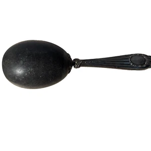 Antique Darning Ebony Wood Marked Sterling Sock Mend Sewing Tool Silver Ornate - Picture 1 of 11