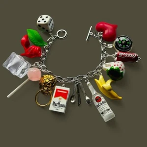 Unique LOADED CHARM BRACELET handmade RETRO mixed up dolly GIFT BOXED sweet - Picture 1 of 2
