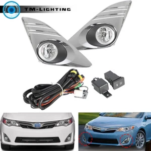 For 2012-2014 Toyota Camry L Le Xle Bumper Fog Light Driving Lamps&Chrome Cover - Picture 1 of 9