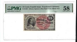 1869 15 Cents Fourth Issue Fractional Currency Fr#1269 PMG AU 58 - Picture 1 of 2
