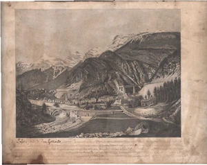 GOTTARDO Passo e ponte del San Gottardo DISEGNO A MATITA ORIGINALE 1890 c.a - Imagen 1 de 1