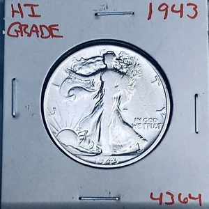 1943 WALKING LIBERTY SILVER HALF DOLLAR HI GRADE U.S. MINT RARE COIN 4364 - Picture 1 of 3
