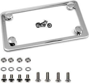 Telaio Targa Moto Stile Slim Lucido Acciaio Inox, Cromato - Foto 1 di 12