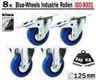 Blue Wheels Industrie Transport Lenk Rollen 8 x  125mm Br-Bo/ BS-Rollen Germany