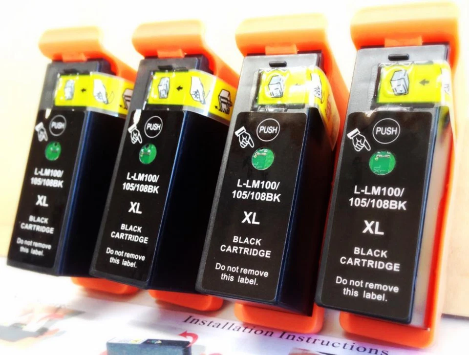 4PK BK 100XL Ink Cartridge For Lexmark Prospect Pro205 &705 Pinnacle Pro901 701 - Image 1 of 1