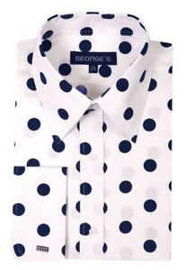 Men's French Cuff  Polka Dot Design Spread Collar Dress Shirt 