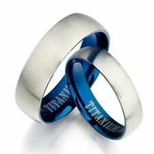 Gemini Men's Blue Two Tone Matte & Polish Anniversary Titanium Wedding Ring Vale
