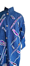 Vintage 90s Denim Coat Colorful Slashes Free Forms Nimityongskul Art Clothes