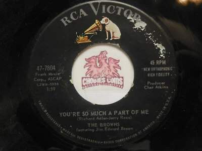 The Browns: Send Me The Pillow You Dream On / So Much A Part Of, 45 RPM VG (JB)  Foto 1 de 2