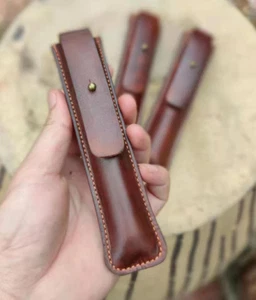 pen cover pencil bag holder pocket case cow Leather case brown w560 - Picture 1 of 5