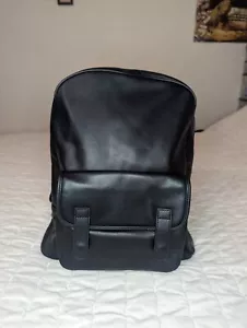 Black Faux Leather Backpack Zara Backpack Pockets Zipper Bag Purse Designer  - Picture 1 of 11