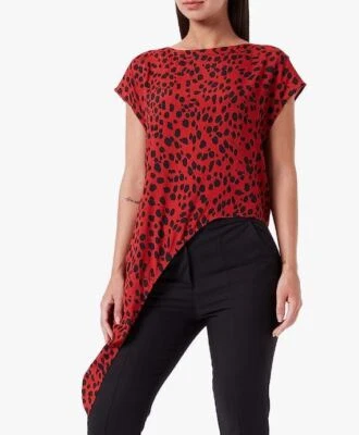 Just Cavalli Camiseta/Blusa Estampado Leopardo Asimétrico, Archivo, Hecho en Italia Foto 1 de 4