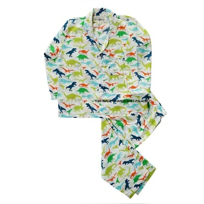 Conjunto de pijama estampado de dinosaurios con manga larga para niñas niños ropa de dormir de algodón Foto 1 de 4