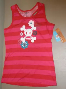Paul Frank Scurvy Red Pink Striped Tank Top Shirt Girls M L Medium Large XL NWT - Picture 1 of 1