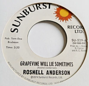 Roshell Anderson   -  Grapevine Will Lie Sometimes   -   Sunburst   -  70' s - Picture 1 of 2