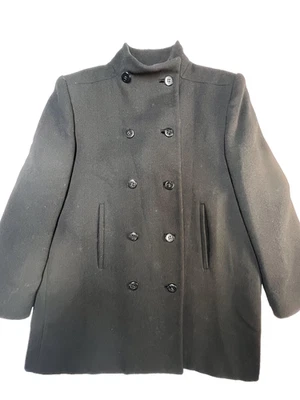 Abrigo Nipon Vintage Mujer 8 Lana Doble Pecho Guisante Hecho EE. UU. 90s Foto 1 de 4