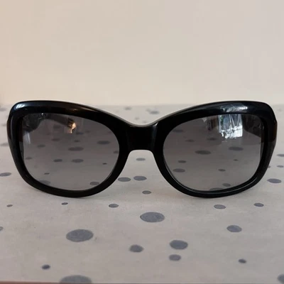 EUC ANNE KLEIN AK5133 101/74 55-18 WRAP BLACK FRAMES SUNGLASSES AUTHENTIC w Case - Image 1 of 4