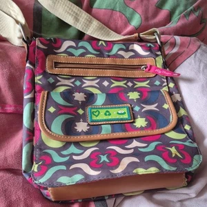 Lily Bloom Crossbody Handbag Multicolor Floral Nylon Lined Purse ManyPockets - Picture 1 of 4