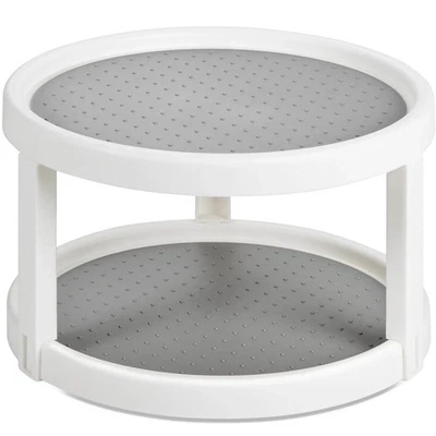 Organizador de estante giratorio para especias Lazy Susan de 2 niveles tocadiscos para despensa cocina Foto 1 de 4