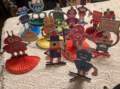 12 Piezas Robot Cumpleaños Fiesta Suministros Centros de Mesa Robot Fiesta Decoración Foto 1 de 2
