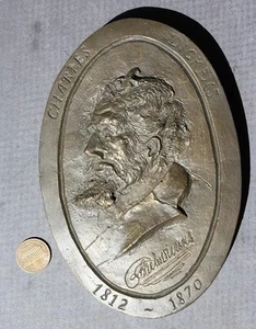 BEAUTIFUL British Author Charles Dickens oval bas relief plaque Scrooge RARE --- - Picture 1 of 1