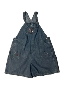 Vintage Disney Mickey Mouse Shortalls Latzhose 24 W Denim bestickt Sterne USA - Bild 1 von 7