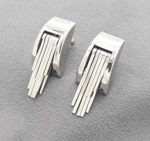RARE Art Deco Machine Age 1930s Industrial Earrings Aluminum Alloy - Picture 1 of 4